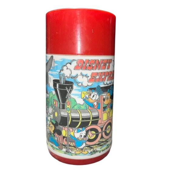 Vintage Aladdin Disney Express Thermos Bottle 1970s Mickey Mouse & Friends Carto - Picture 5 of 8